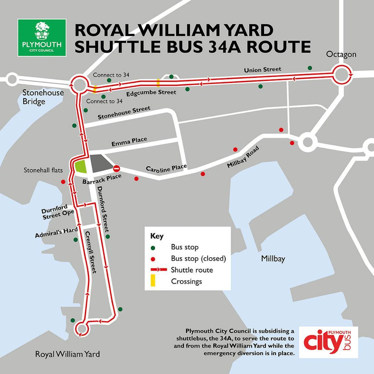 Service 34 A to RWY shuttle map 0426