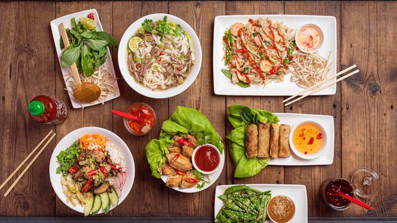 Pho top down dishes