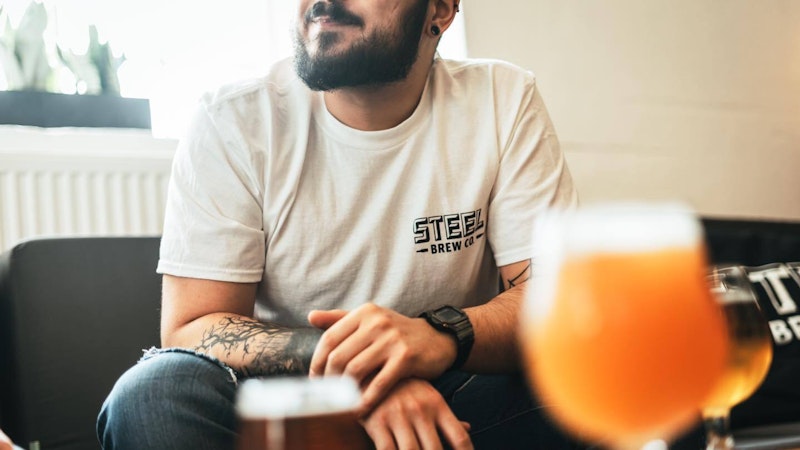Steel brew co glass and t shirt